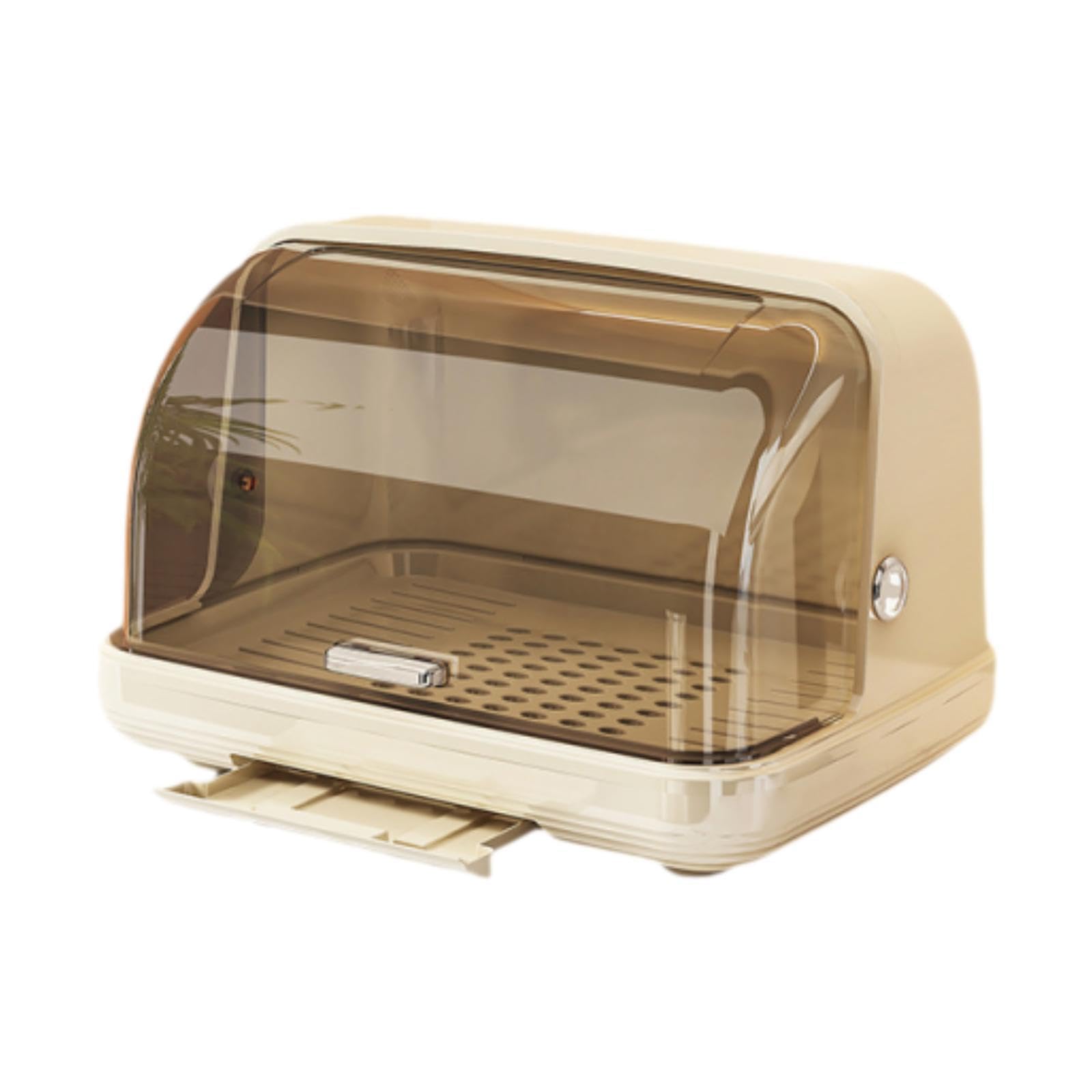 Secador de Botellas, Soporte para Botellas, Escurridor de Cubiertos con Tapa para Vasos, Beige, Individual