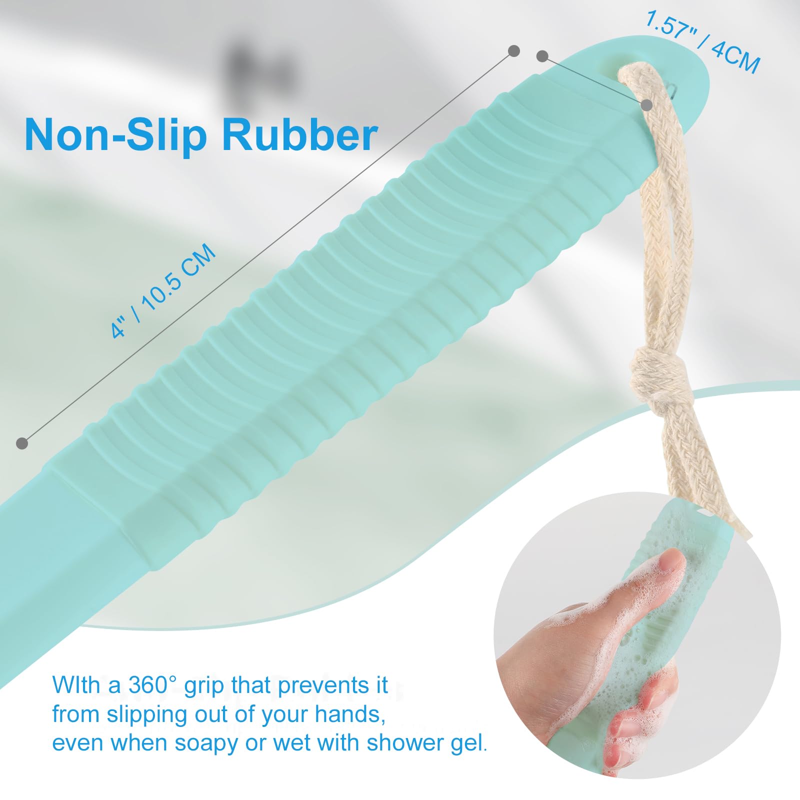 VANZAVANZU Back Scrubber for Shower Bath Brush with 17-Inch Long Anti-Slip Handle - Image 3