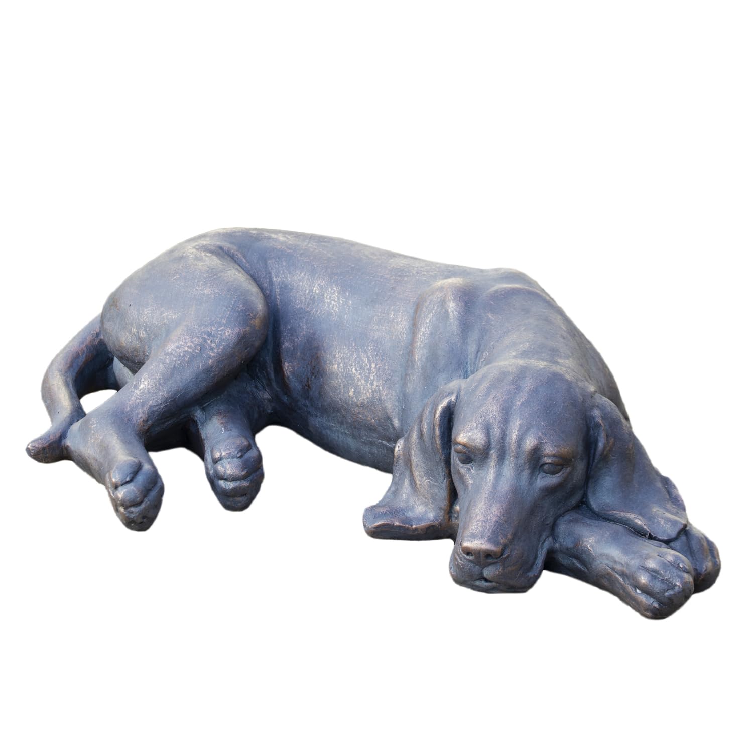 Darthome Grey Content Dog Sculpture Large 60x15x32cm Resin Outdoor Garden Weimaraner Labrador Statue