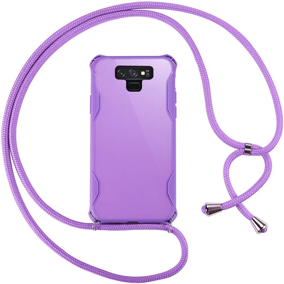 xinyunew Crossbody Case for Samsung Galaxy Note 9 - color TPU Cell Phone Mobile Cover Holder with Neck Cord Lanyard Strap - Protective film/Purple