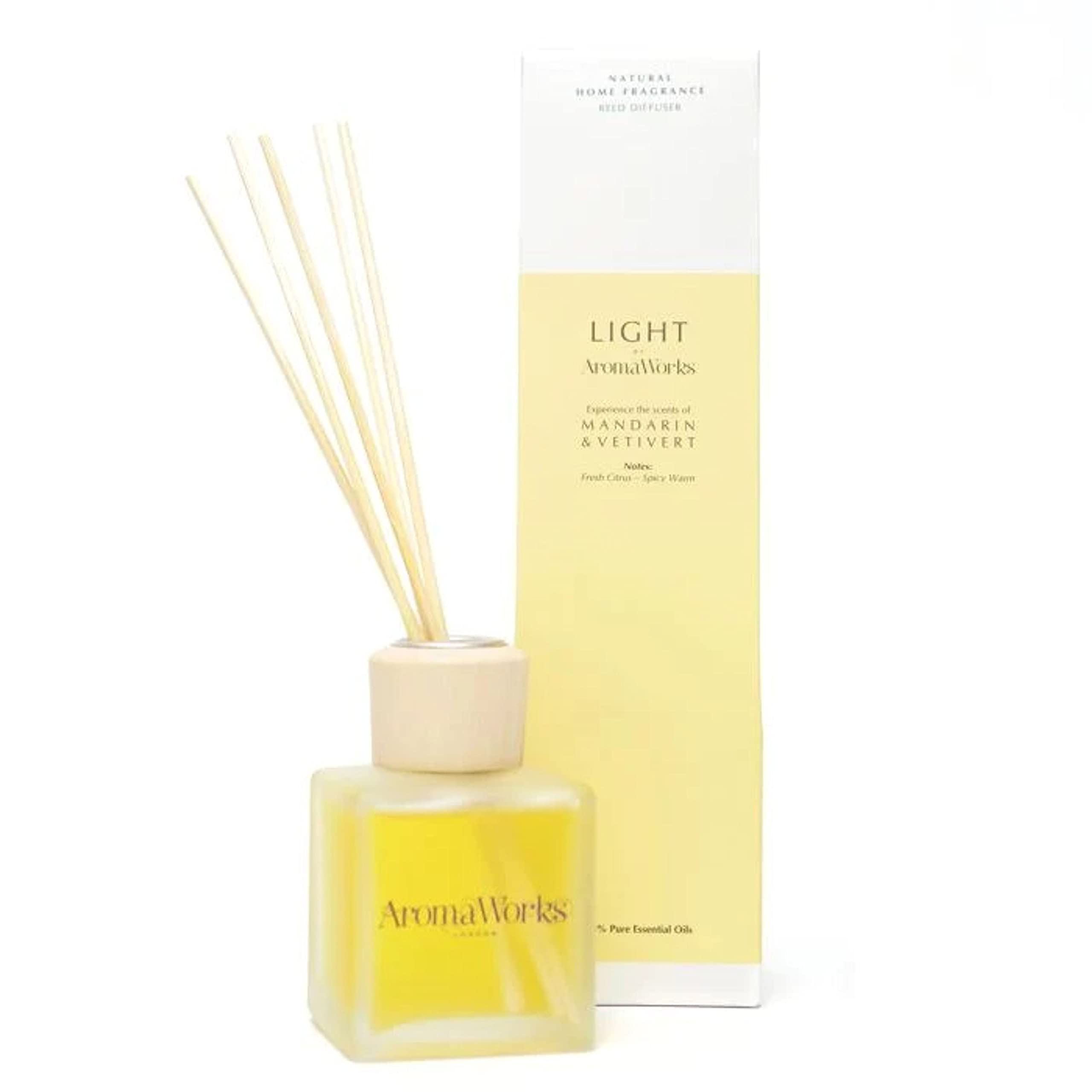 AromaWorks Mandarin & Vetivert Reed Diffuser | Creates Serenity Ambiance | Made with 100% Pure Essential Oils | Handmade in The United Kingdom | 100 ml