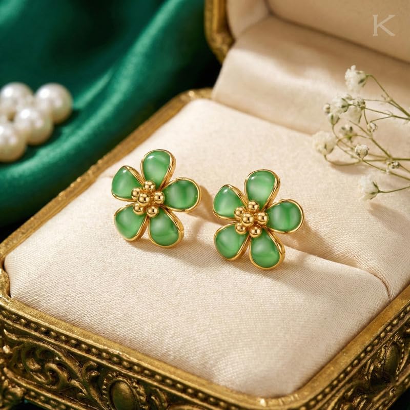 Image of Kisna 9 /14 /18 KT Florishine Yellow Gold Earring For Women
