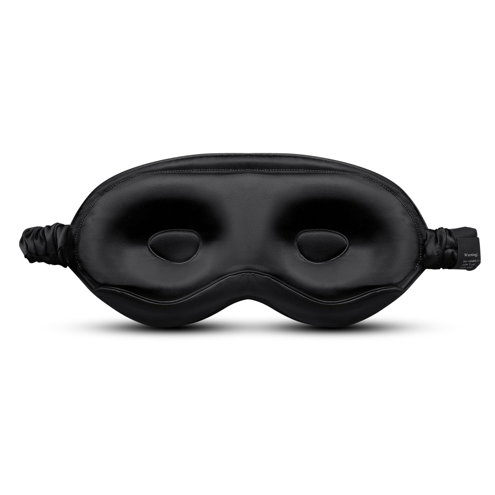 Máscara de seda para dormir, correa ajustable, transpirable, ligera, contorneada en 3D, opacidad completa (negro)