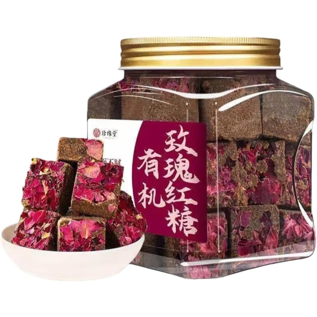 Reine Rosen-Braunzuckerwürfel, handgemacht aus yunnanischem Wildrose und unverfeinertem Rohrohrzucker, natürliche Wohlbefindlichkeit und Stimmungsaufhellung, 500 g