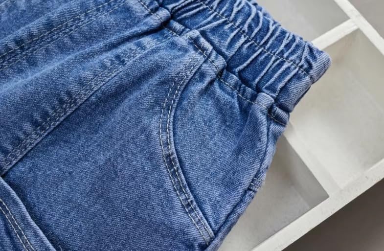 Toddler Unisex Elastic Waist Printed Jeans, Soft Denim Jogger Pants with Pockets2