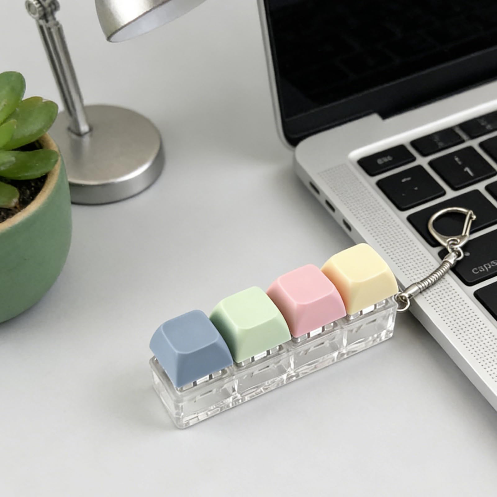 4 Botón Llavero Antiestrés, Teclado Fidget Toys, Botón de Descompresión, Teclado Fidget Clicker, Teclados Antiestres para Adultos Aliviar el EstréS Pass Tiempo — view 2