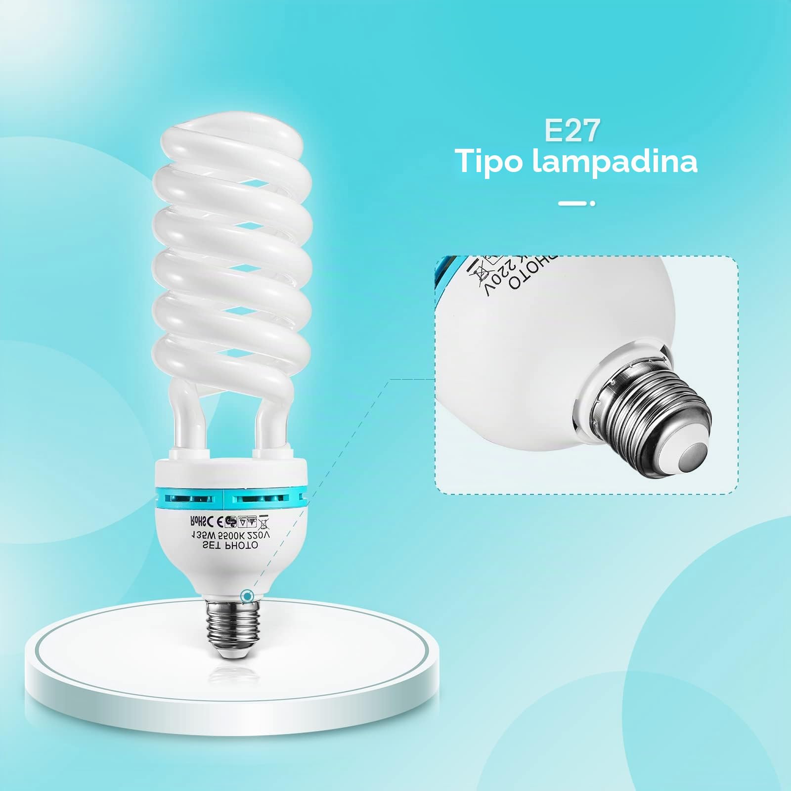 TLGREEN 2 x 135 W Softbox Lampada Foto Luce, E27 220V Luce per Fotografia, Lampada a Risparmio Energetico a Luce Fredda per Fotografia, Video, Studio, Studio Fotografico