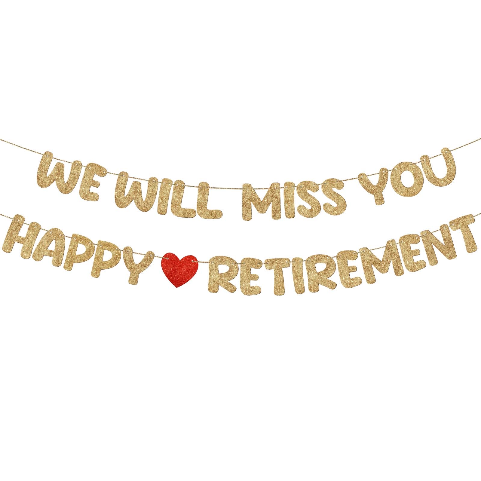 Fulmoon Pre Strung Happy Retirement and We Will Miss You Banner Bunting Retirement Party Decorations Goodbye Party Banner for Men Women Going Away