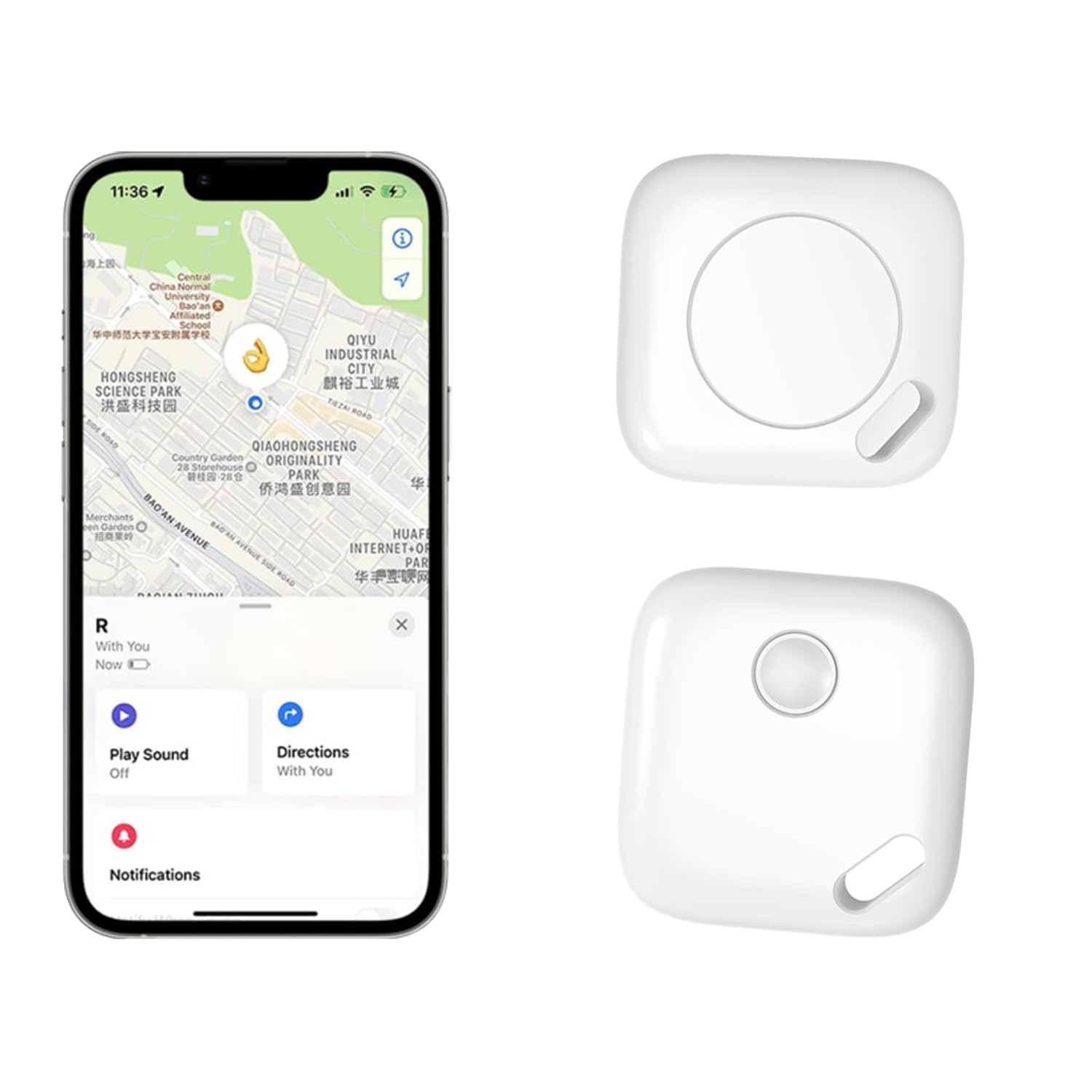Portable GPS Tracker, Item Locator, Key Finder tag, Bluetooth Tracker, Works with Find My(Only iOS Compatible), Replaceable Battery, Anti Loss Device for Kids, Pet, Bag, Key, Wallet (F1) (2*White)-picture-22