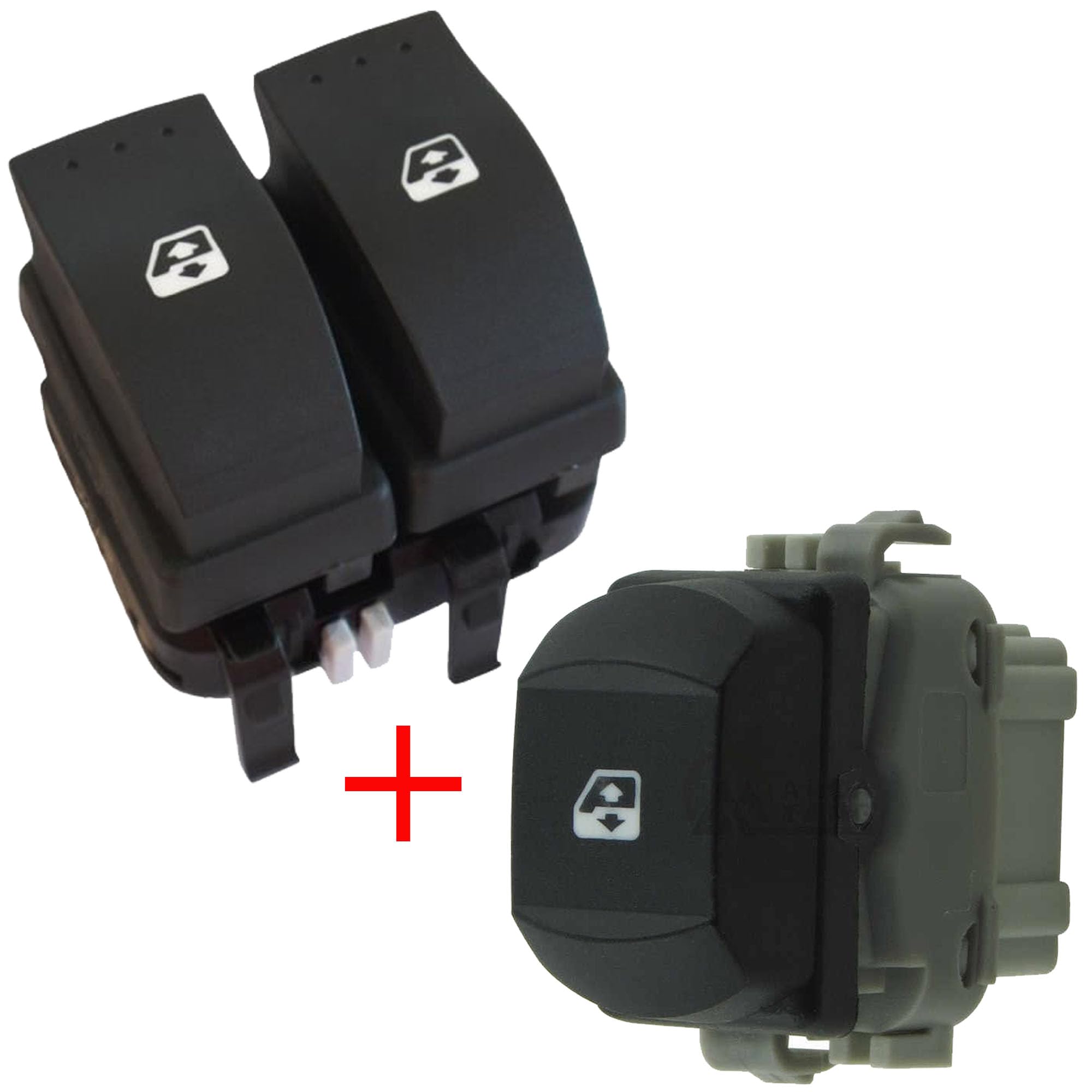 Partsline Double Bouton de Lève-Vitre Avant Gauche avec Bouton de Lève-Vitre Avant Droit compatible avec Espace 4, Mégane 2, Scénic 2 - Équivalent à 8200015088 8200315013