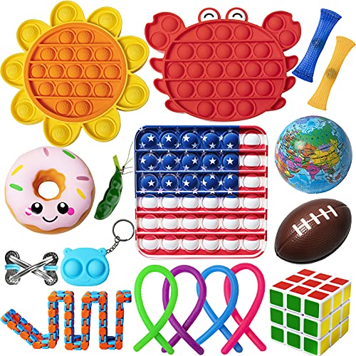 Gmajdar Fidget Toys Pack Push Pop Bubble Mochi Squishy Toys Set Stress Relief Toys for Kids Adults Anxiety Birthday Party Favor Goodie Bags Fillers