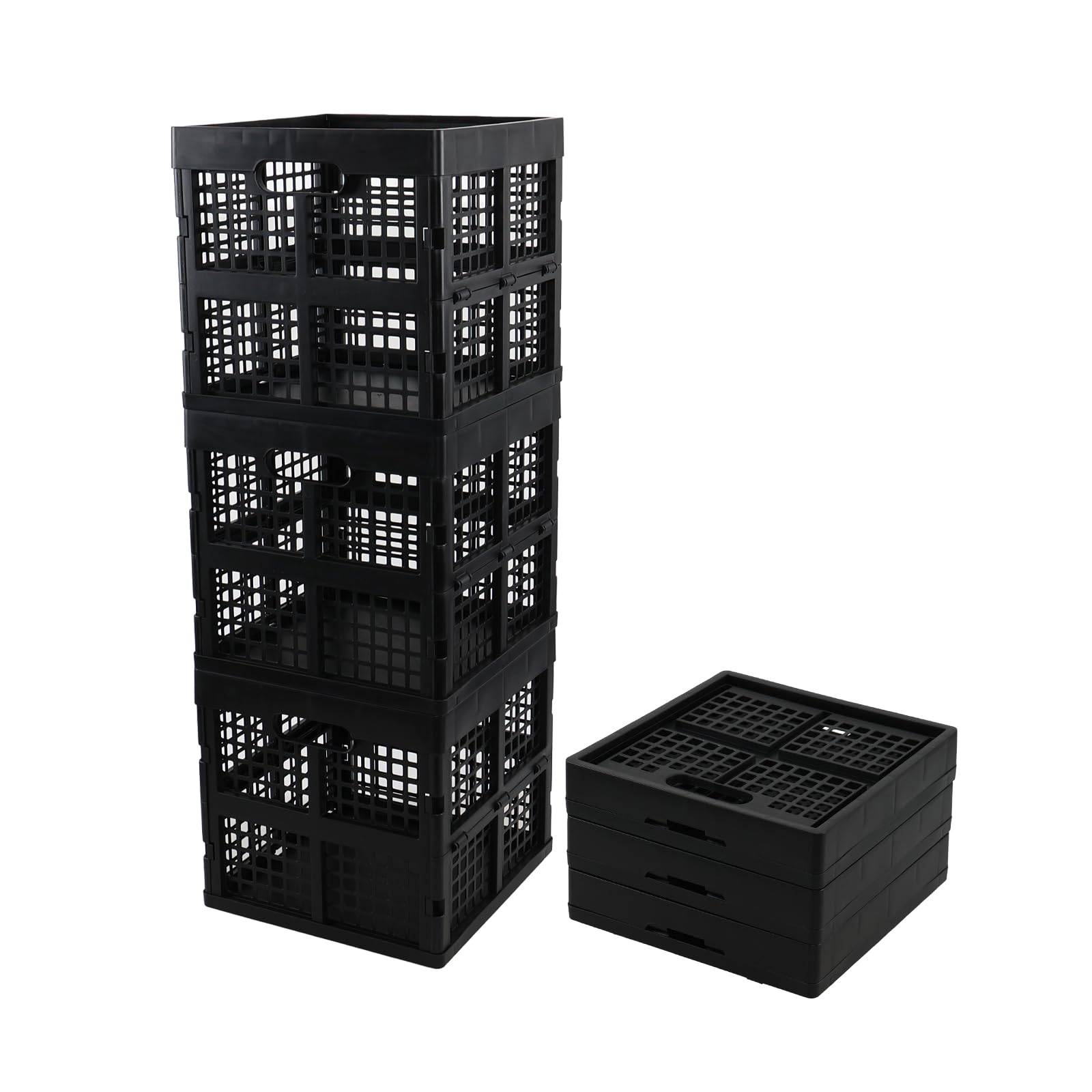 Quickquick Black Square Milk Crate, 18 L Plastic Stackable Utility