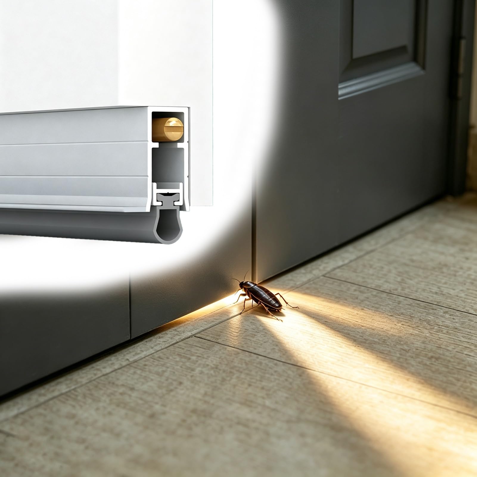 Paraspifferi Sottoporta Guarnizione Automatica a Scomparsa Insonorizzata per Porte | Strisce Oscuranti Personalizzabili a Forma U La Parte Inferiore Della Porta, Paraspifferi per Porte(119cm(46 7/8"))