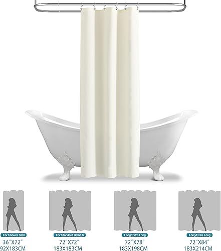 Miniatura 6 de Cortina de ducha de tamaño medio de 36 x 72 pulgadas, calidad de lujo de hotel, cortinas de ducha de tela gofre resistente para baño, duchas