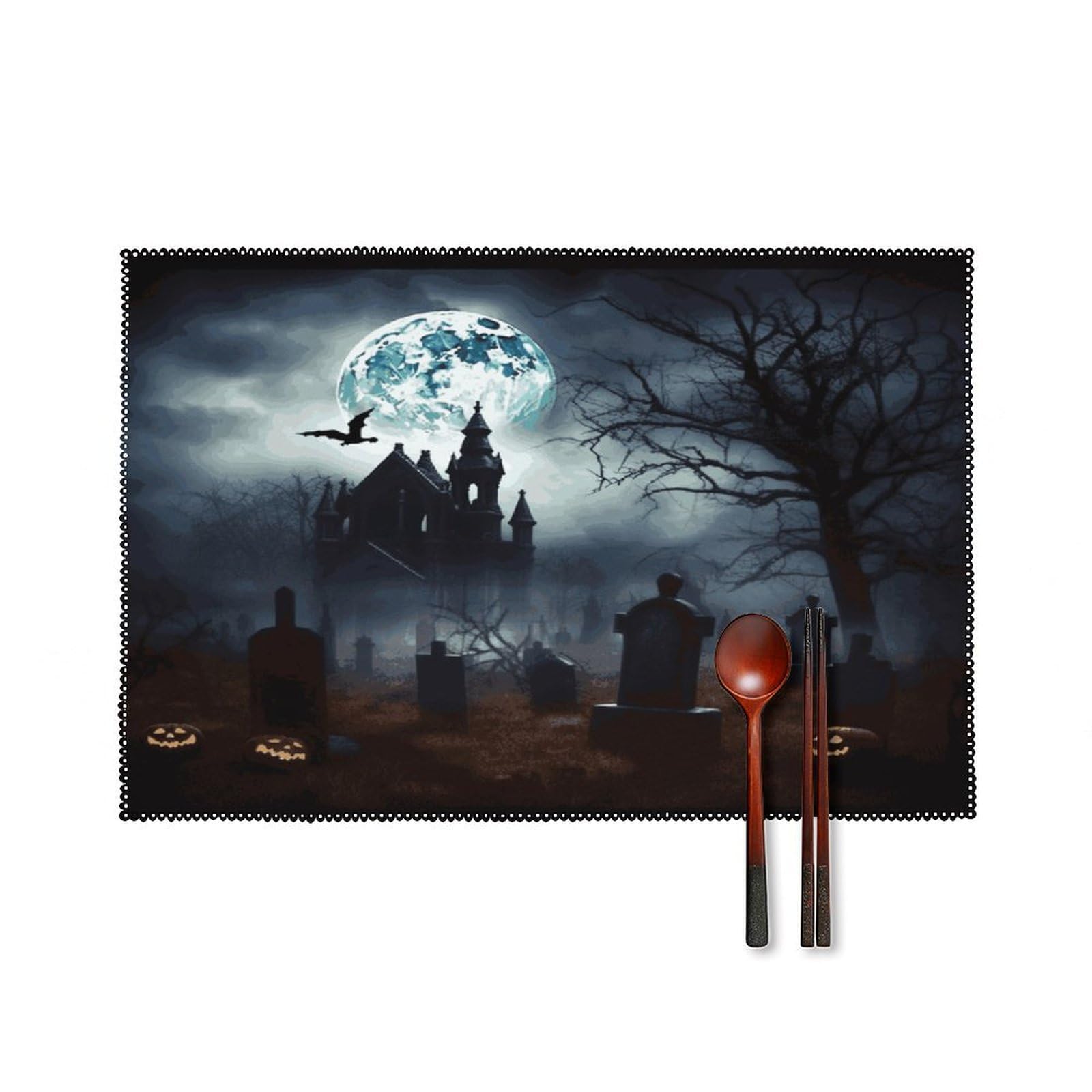Fekiloot Style Gothic Happy Halloween Placemats Set Of 6,Table Mat