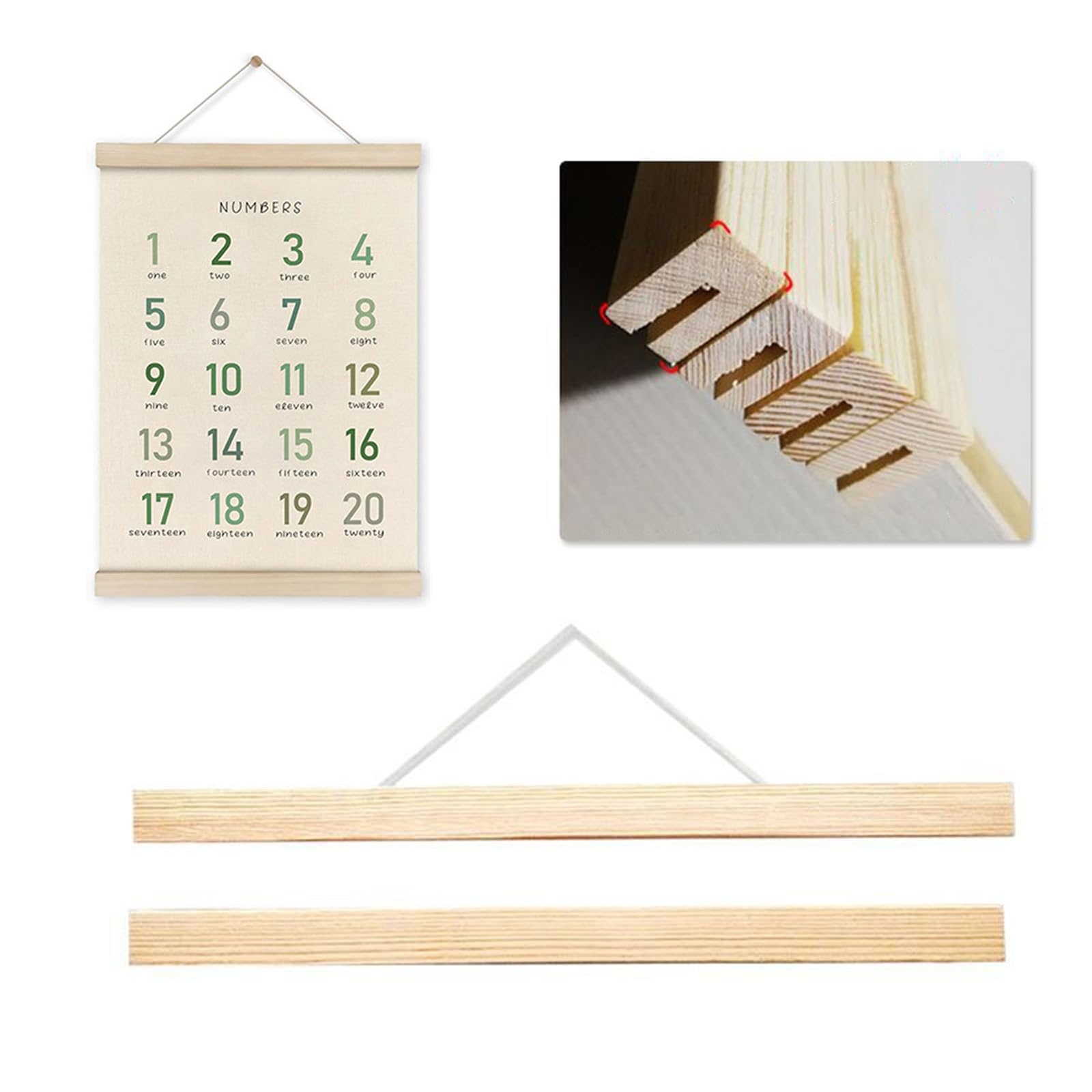 PANGBOER Affiches murales éducatives avec et chiffres, 2 pièces, avec cadre en bois, pour décoration de chambre d ' enfant et de crèche, facile à suspendre, Art de chambre d ' enfant