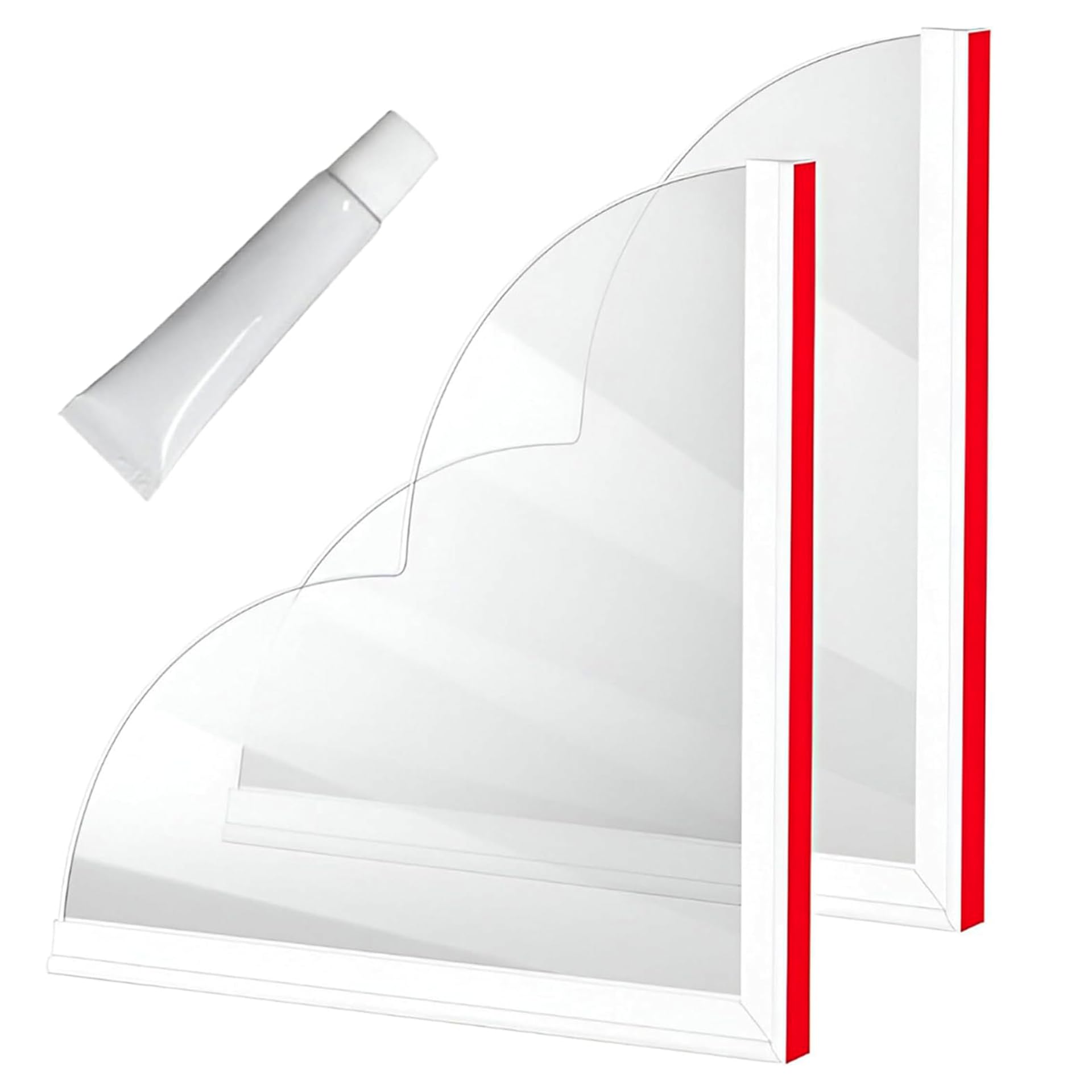 LustraBath Removable Tub Splash Guard 2 Pack, Bathtub Splash Guard with Silicone Base & Acrylic Shower Corner Water Guard, Self Adhesive Shower Splash Guards to Keep Water in Tub or Walk-in Shower