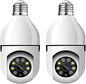 KIT 2 Câmeras de Segurança 2022 Espiã WiFi, 1080P Base E27 com Visão Noturna Infravermelha intercomunicador bidirecional, Câmera Vigilância com Função de Rastreamento Automático - BELLA NET