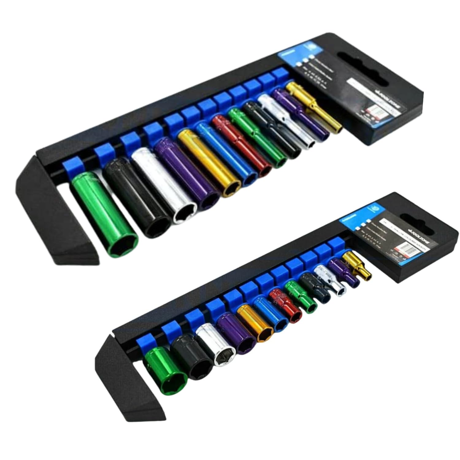 Dunnet Tools Standard And Deep 1/4 Socket Set 24pc Coloured Deep Socket Sets 1/4 Inch Heavy Duty 1/4 Sockets On Storage Rail Metric 4-13mm Tool Set Plumbing Electrician Mechanic Tools