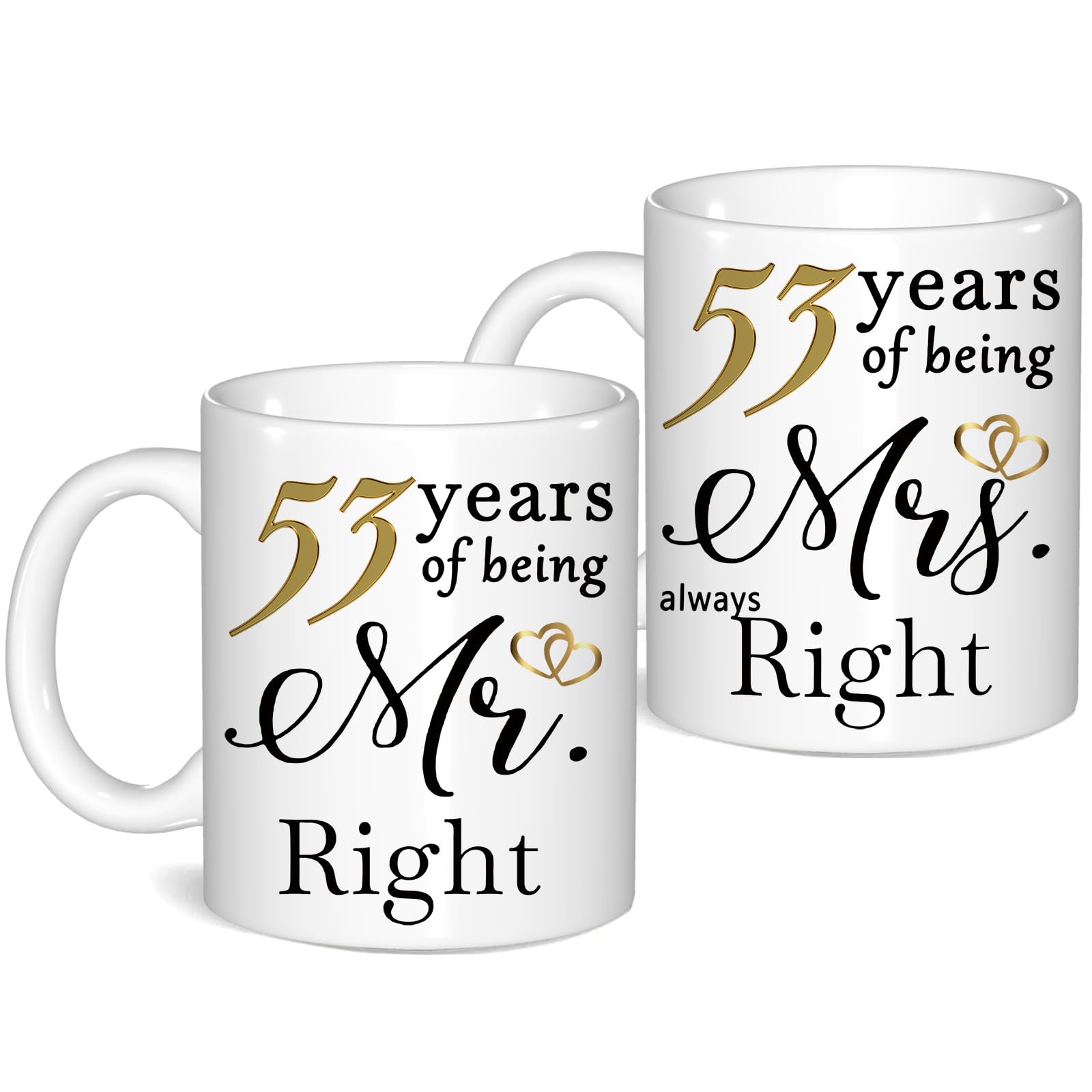 53 Year Anniversary Coffee Mugs Set of 2