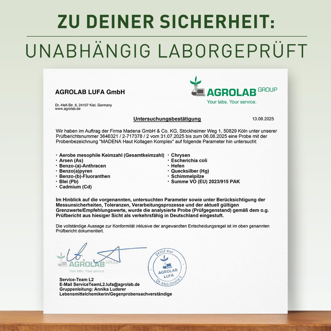 MADENA Haut Kollagen Komplex, 30 Ampullen für strahlende Haut, mit SkinAx2®, Verisol® Kollagen-Peptiden, Blutorangenextrakt, Hyaluronsäure & Vitamin C