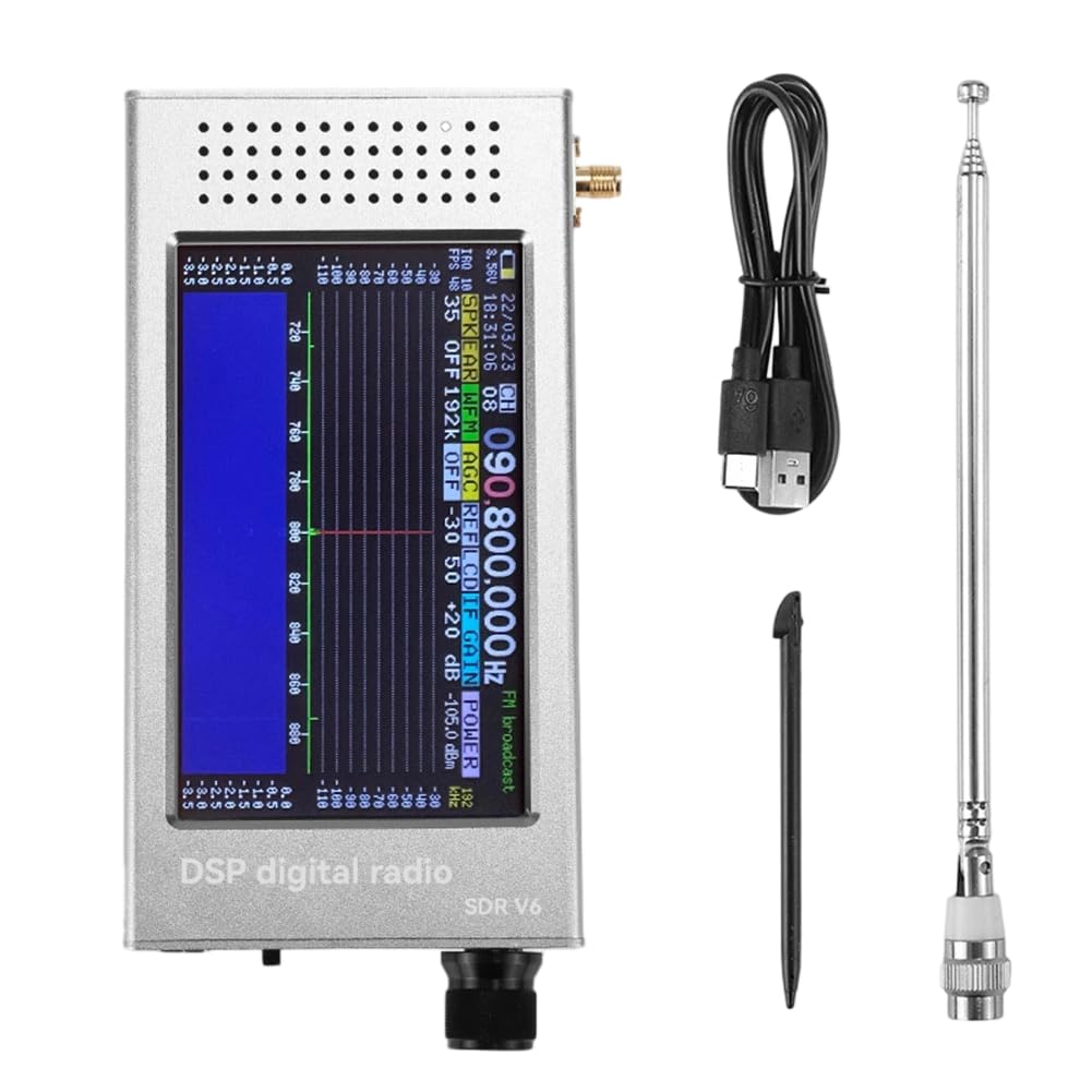 SDR-V5 Kurzwellenradio, Radio V5 mit Options 1.10d Firmware, 192-kHz-Echtzeit-Spektrumanzeige, Vollbandempfang für Kurzwellenüberwachung, Flugfunkempfang (Silber)