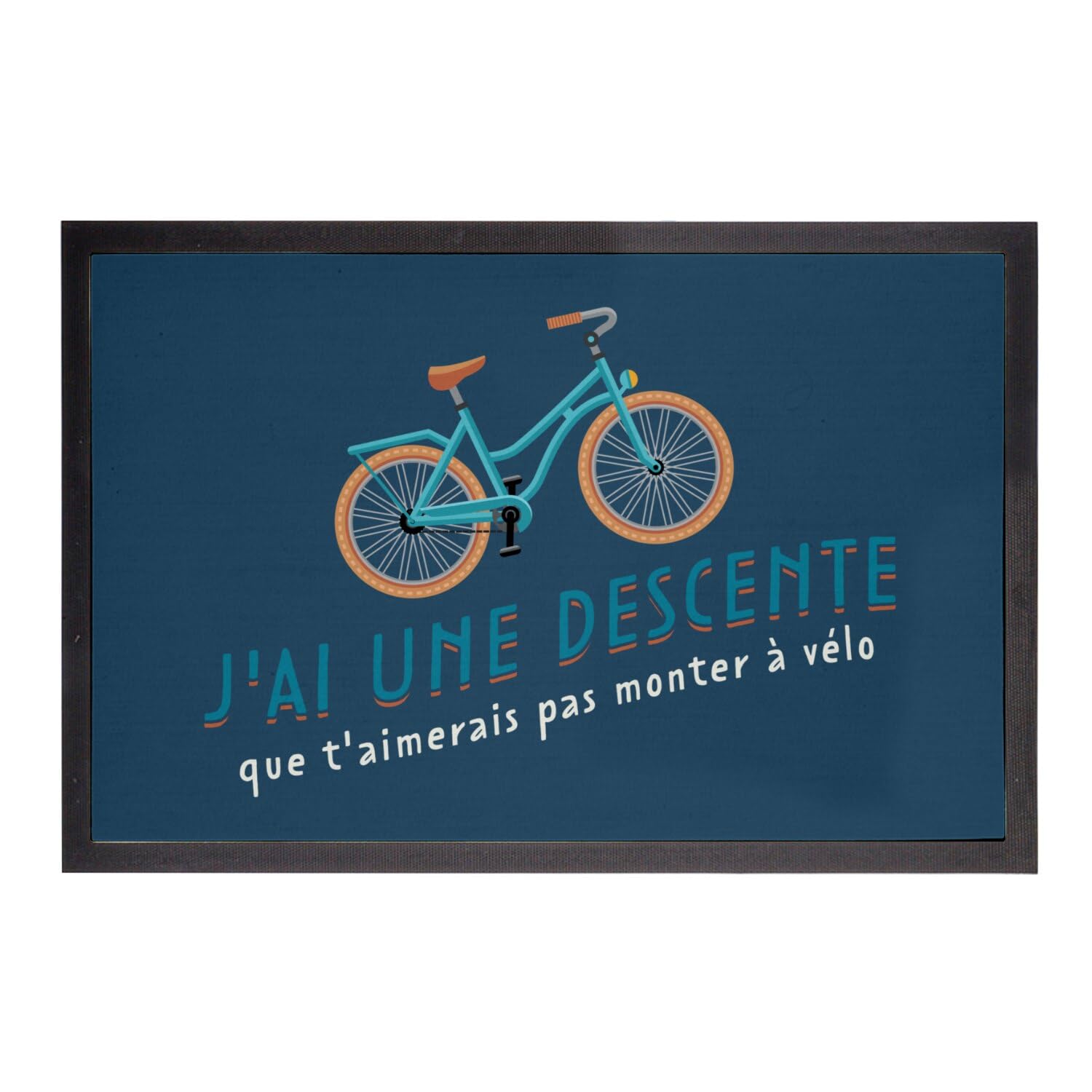 Paillasson bleu humour alcool 75x50cm avec message rigolo de descente