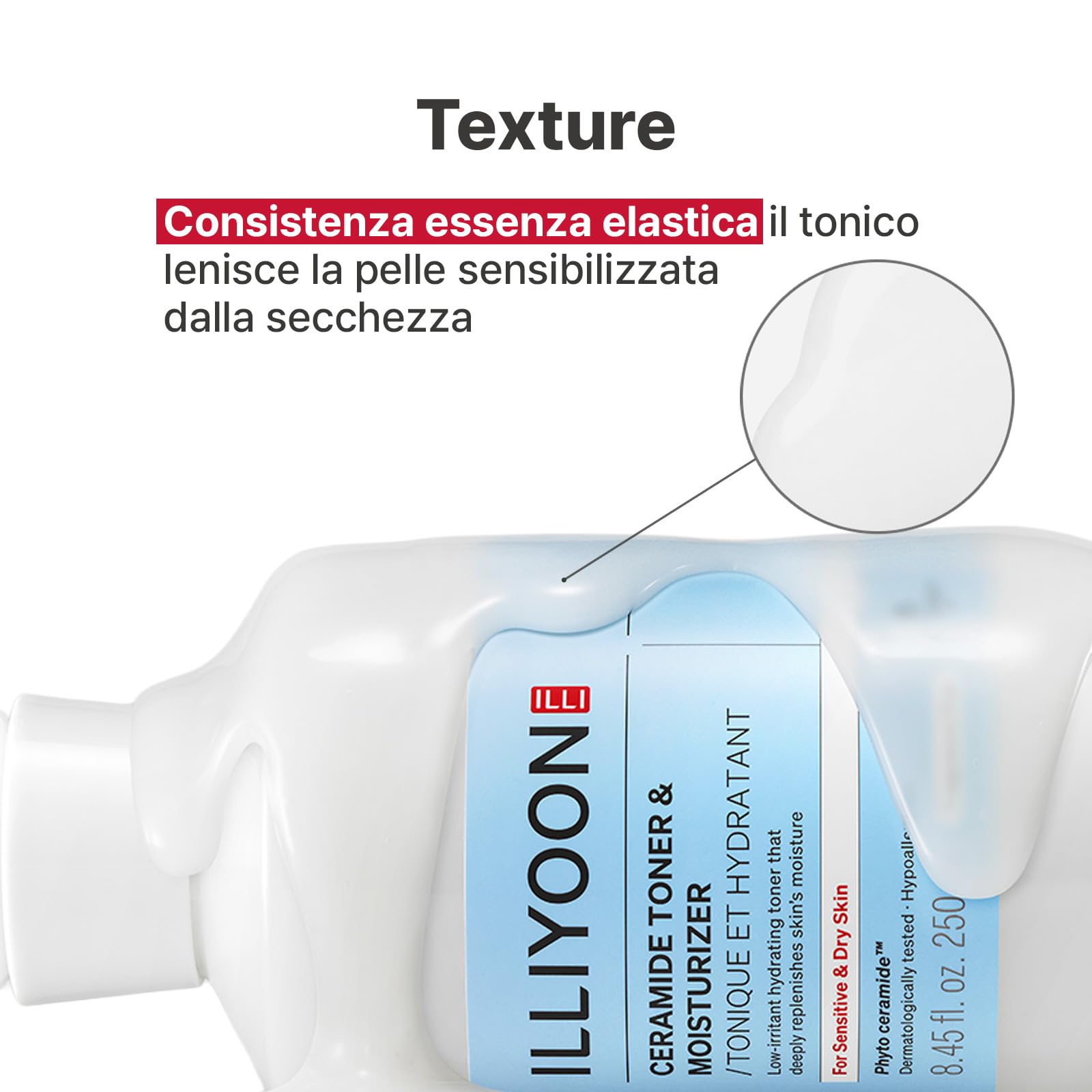 ILLIYOON Ceramide Ato Tonico Viso Lattiginoso (250ml/ 8.45 Fl. Oz.), Essenza Leggera, Idratazione Profonda 2-in-1 e Rinforzo Barriera, Pelle Secca Sensibile, Delicato e Senza Profumo, Skincare Coreana