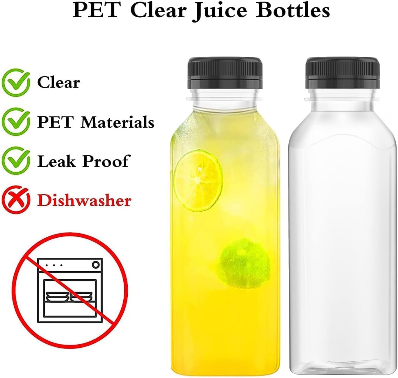 3 Pcs 33 Oz Plastic Juice Bottles Empty Clear Containers with Tamper Proof Lids for Juice, Milk - Image 3