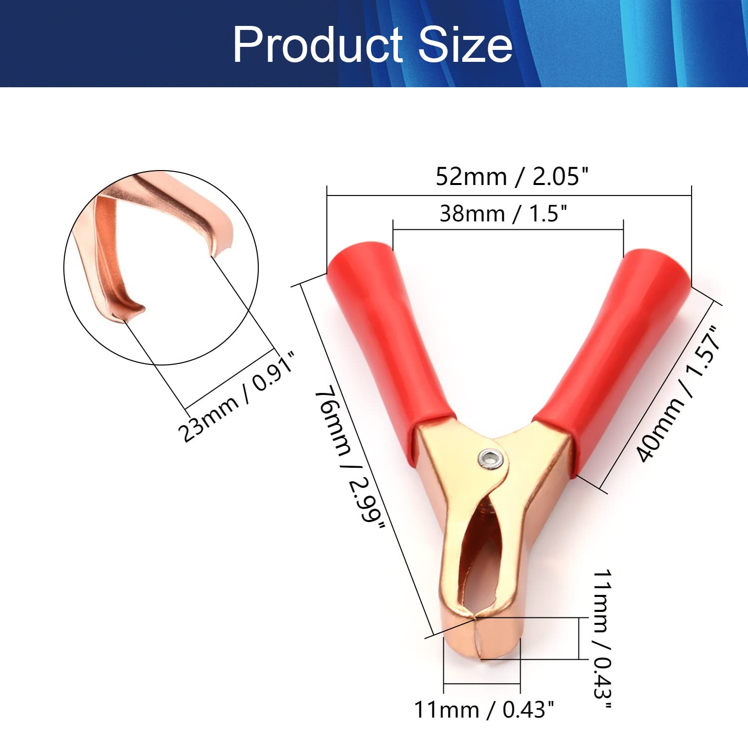 Jutagoss 75A Metal Alligator Clips Crocodile Electrical Test Clamps Copper Plated Battery Insulated Alligator Clips with Red Black Silicone Hands 2PCS