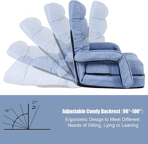 Miniatura 7 de Giantex - Sillón plegable con reposabrazos y almohada ajustable, Acero Poliéster, Azul Azul,Gris,Rojo -,Blanco