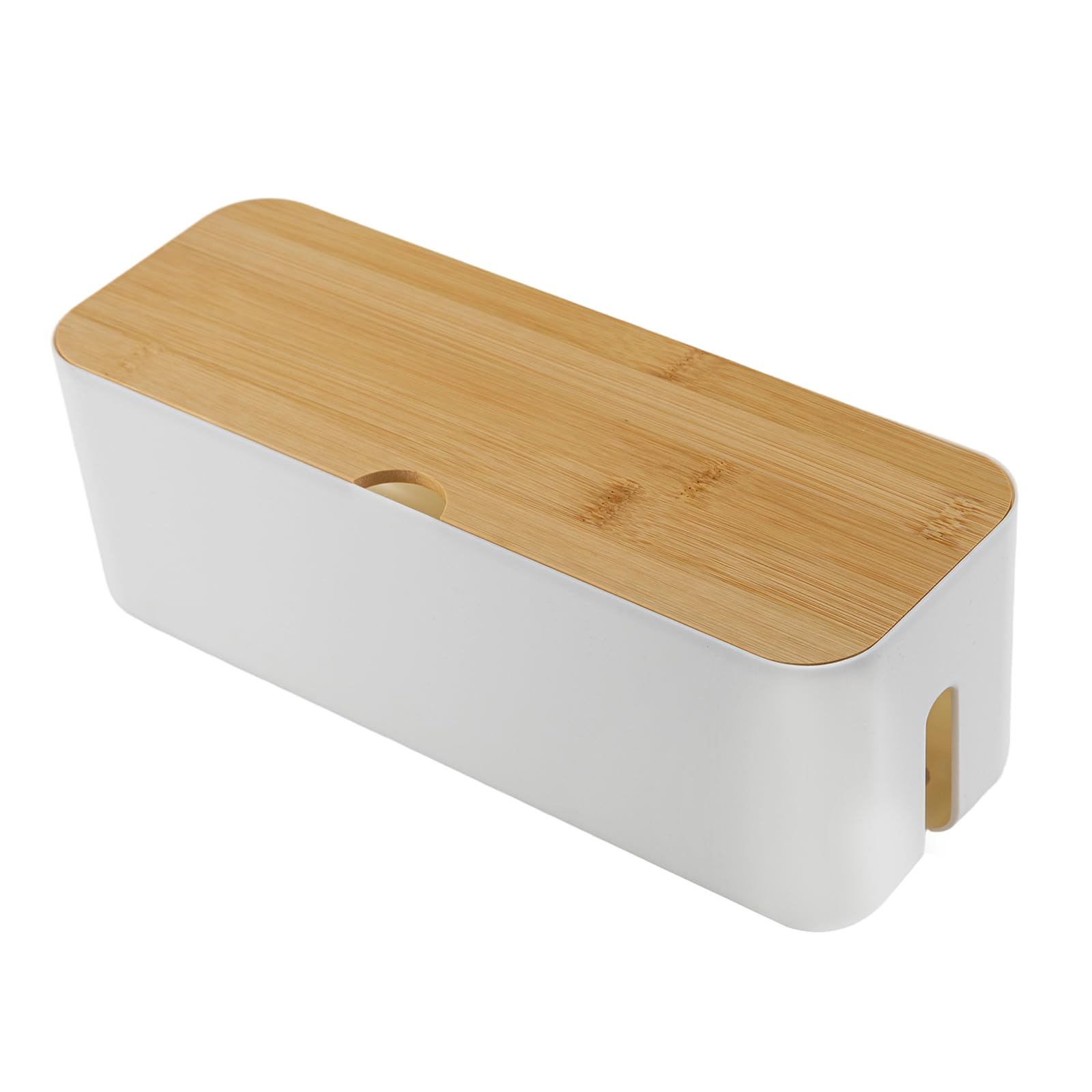 BLUE BAZAAR Cable Tidy Box Cord Organizer with Ventilated Lid, Cable Management Box to Hide Messy Wires for Desk, Home, Office, Extension Cord Hider (3 PCS White, Single Hole)
