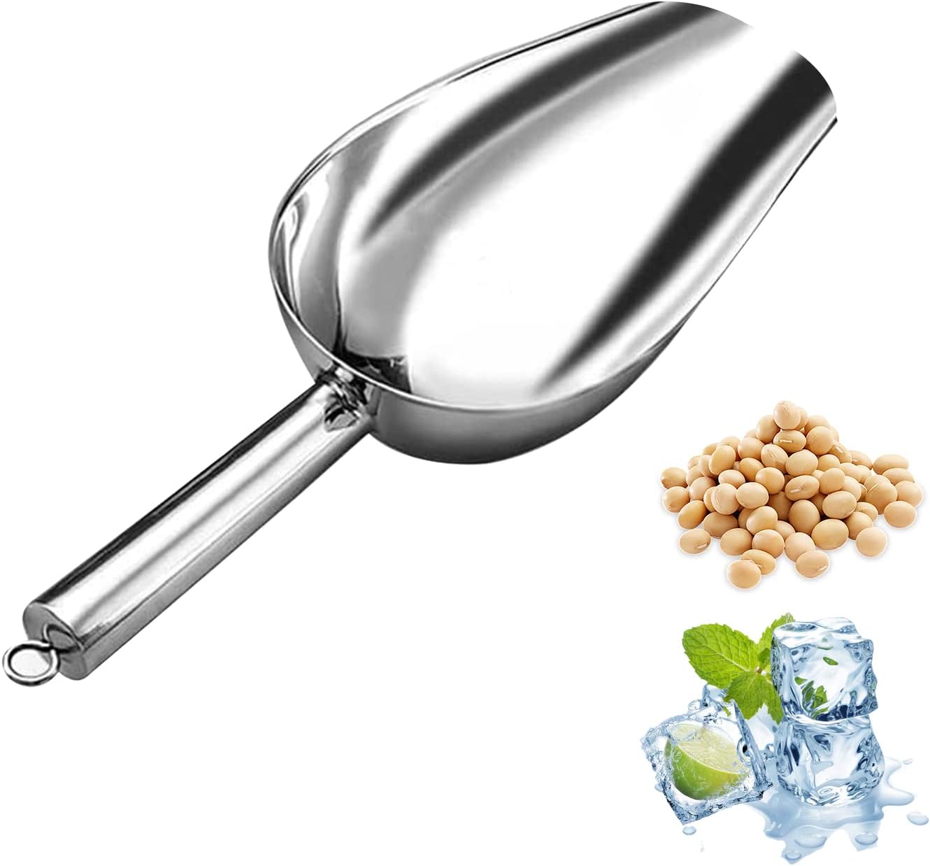 Metal Ice Scoop 6 Oz, Small Stainless Steel Ice scooper for