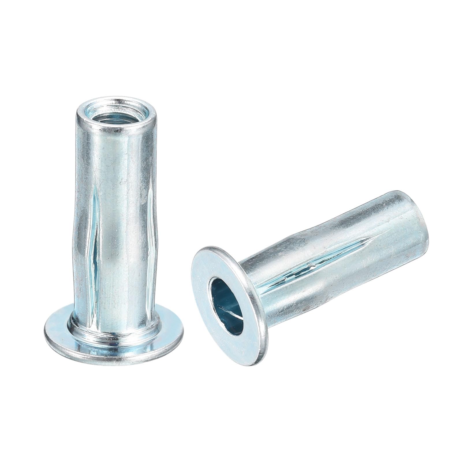sourcing map M4 Multi-Grip Rivet Nuts, 5pcs Pre-Bulbed Shank Flat Head Threaded Insert Nut Carbon Steel Plus Nuts for Construction Industrial