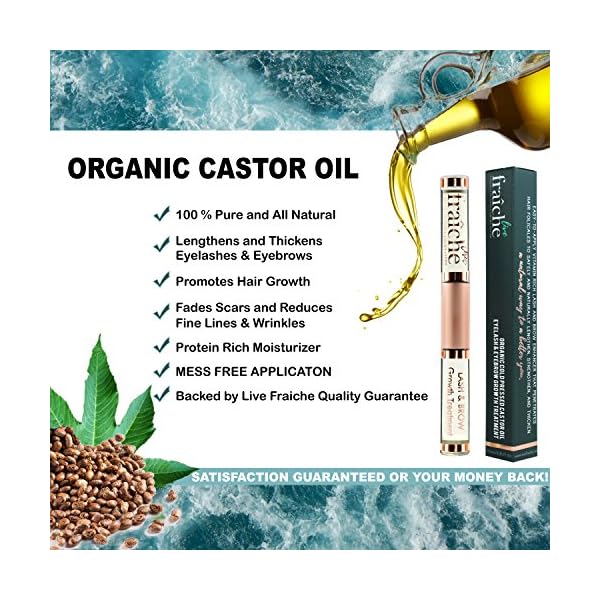Organic Castor Oil for Face (2oz) + FREE Filled Mascara Tube, 100% Pure USDA Eyebrow Eyelash Growth Serum, Cold Pressed, Hexane Free Hair Lash Serum