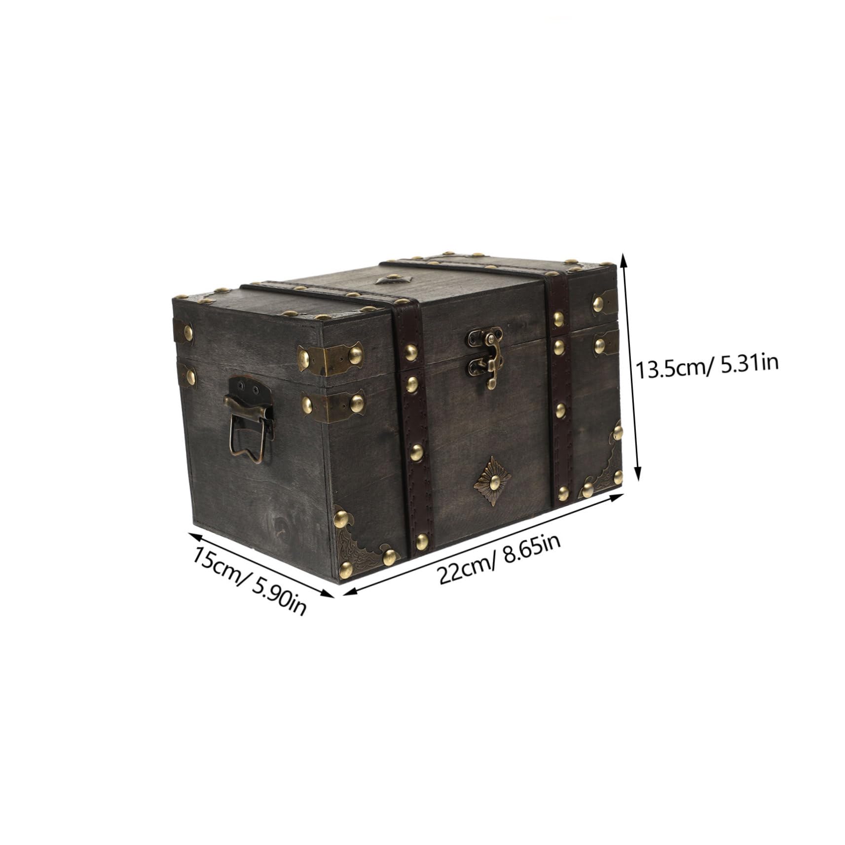 TOPPERFUN Wooden Treasure Box Small Lock Storage Boxes for Jewelry Documents Books Pirate Theme