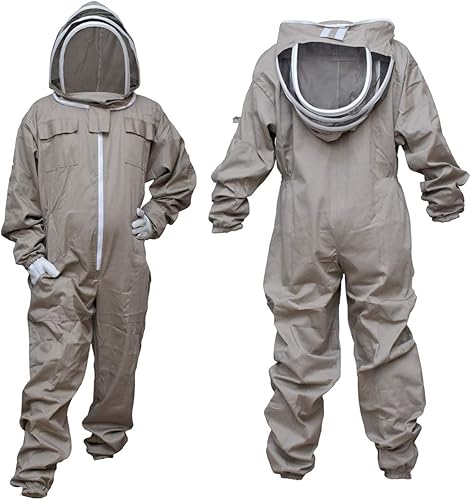 Miniatura 8 de MS Traje de abeja traje de apicultor de algodón con un par de guantes traje de apicultura con velo de esgrima