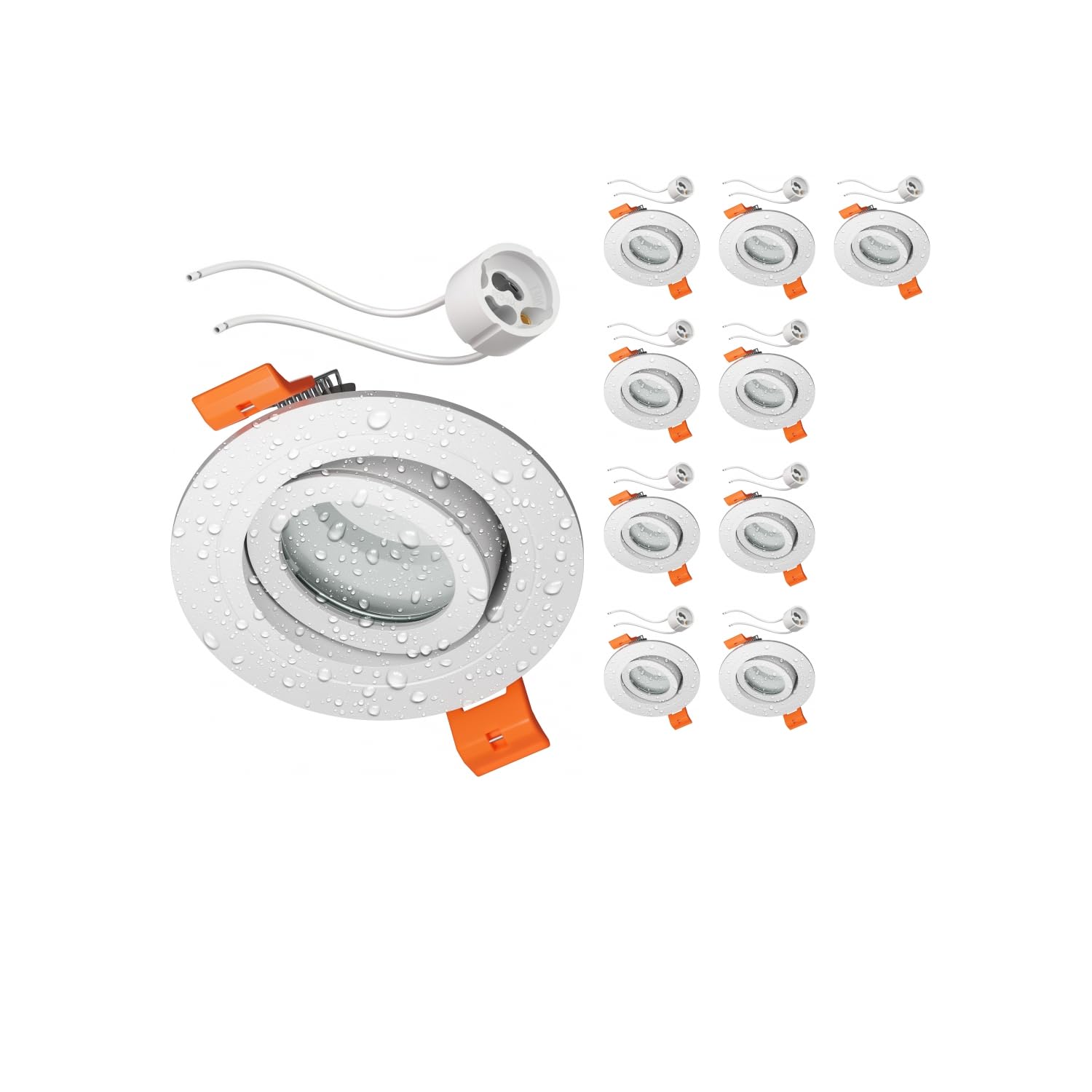 Ledspot-inbouwframe badkamer IP44, aluminium wit, incl. GU10-fitting