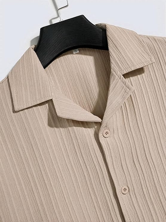 Image of Men's Textured Short Sleeve Button Down Shirt, Collared Pack of 2