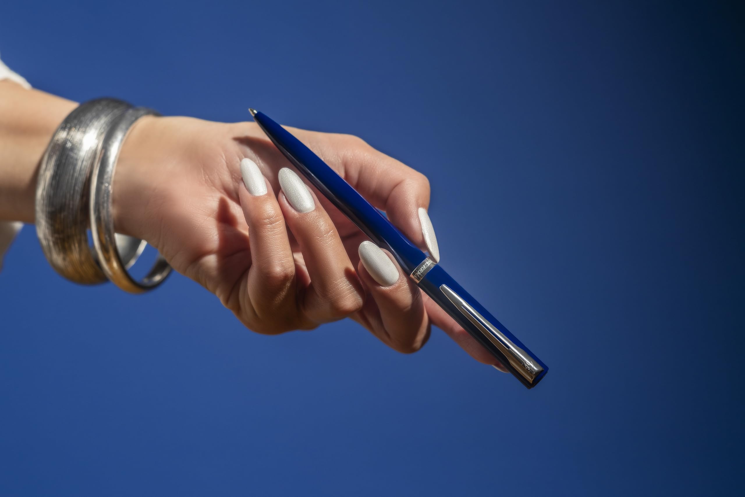 Waterman Impression Ballpoint Pen | Blue with Chrome Trim | Medium Point | Blue Ink | Gift Box - Image 2