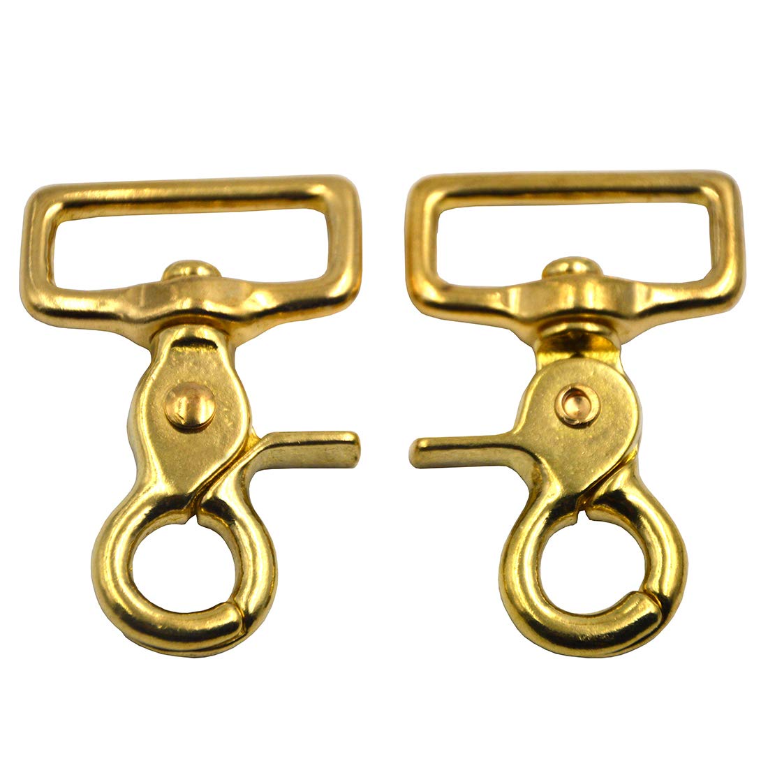 Okones Pack of 2,1-2/7''(32mm) Inner Width,Solid Brass Square Lobster Clasps Swivel Trigger Clips Hooks for Straps Bags Belting leathercraft(Hook Insides 1-2/7'')