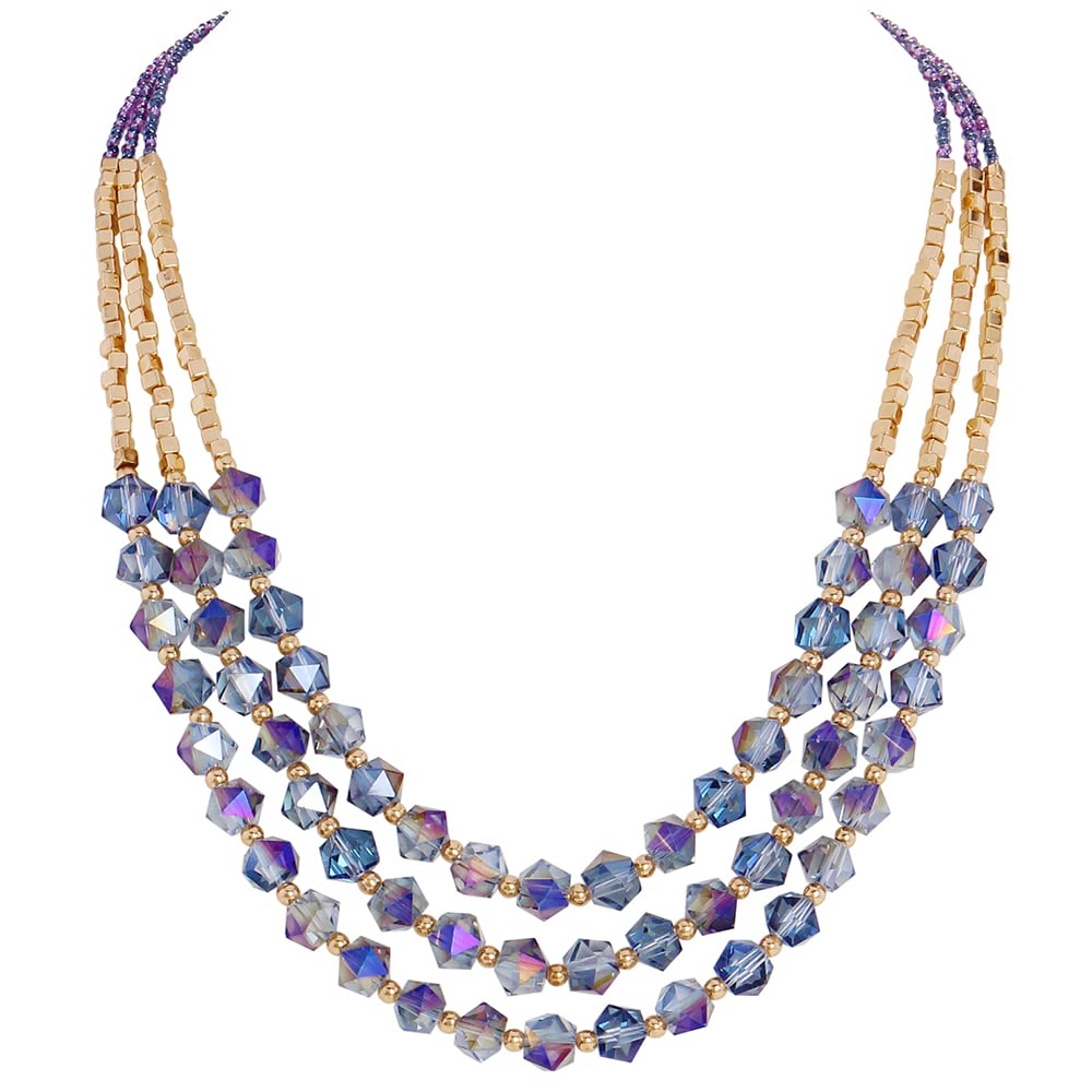 BocarNecklace for Women, 3 Layer Beaded Necklace Crystal Beads Strand Fashion Jewelry, Party Gifts for Her