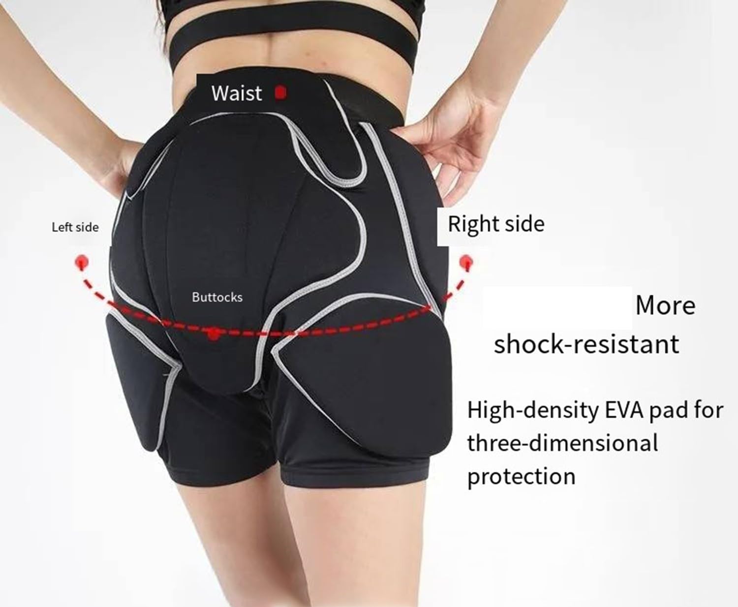 Pantaloncini con Protezione 3D per Anziani per L'anca, Pantaloncini Antiurto, Protezione Anticaduta per Persone con Mobilità Ridotta, Protezione per L'anca E Il Coccige L(Waist 81-86CM)