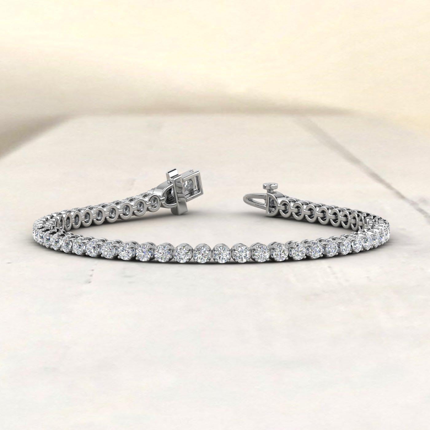 1 to 6 Carat Prong Set Round Cut Natural Diamond Tennis Bracelet for Women in 14K Gold (7 Inch) (I1-I2 Clarity)