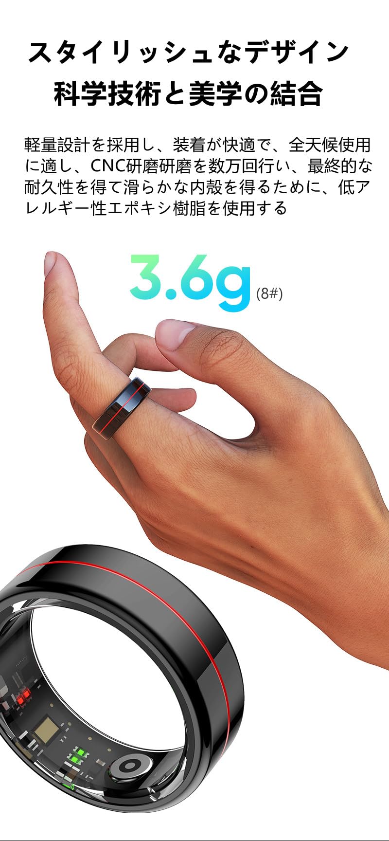 Amazon | JUSUTEK 2025 新登場 綺麗スマートリング ステンレス鋼
