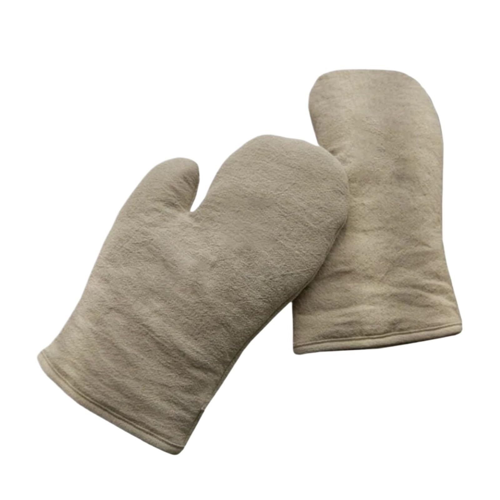 Oven Gloves Cotton Linen Anti-scalding Gloves Baking Heat Resistant Oven Mitts Kitchen Camping Insulated Thickened(2pcs)