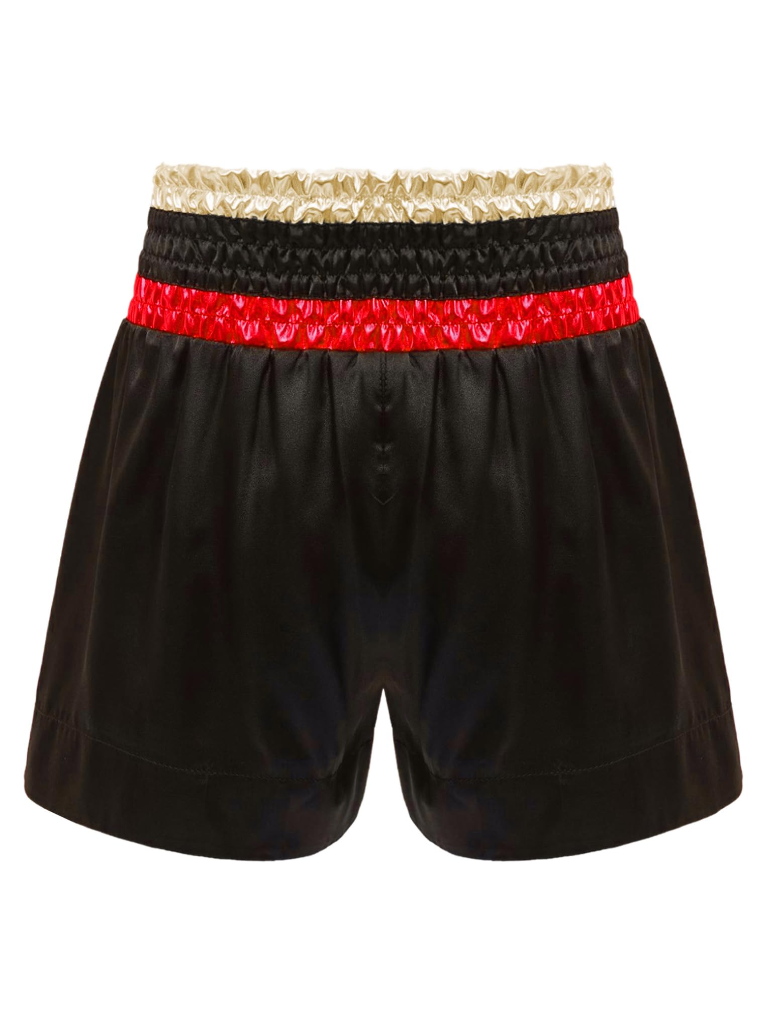 Oyolan Enfant Garcon Short de Boxe Muay Thai Kick Boxing MMA Short Combat Sport Taille Elastique Bermuda Métallique