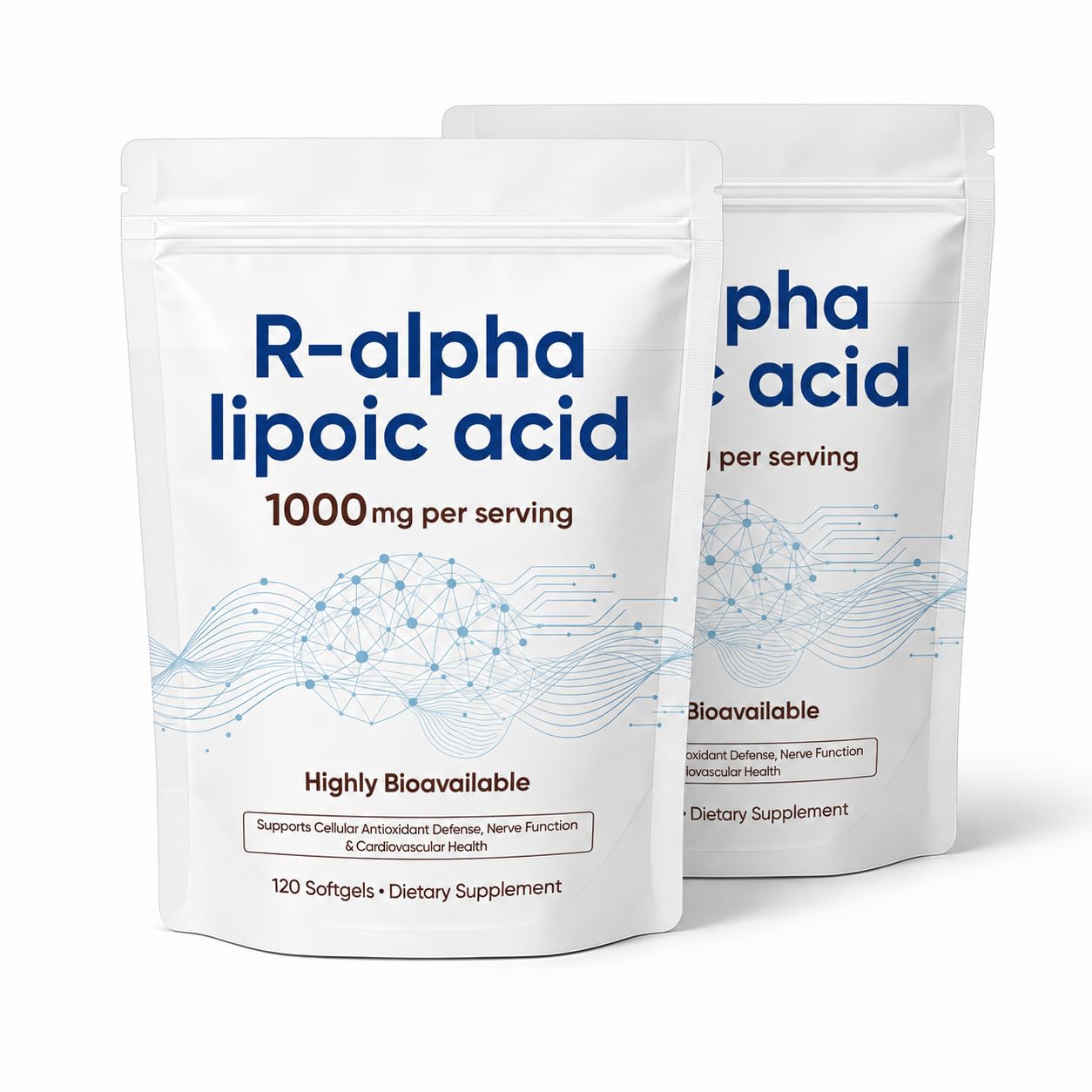 R-Alpha Lipoic Acid 1000mg with Coconut Oil, Nerve Support, 240 Softgels (2pcs)