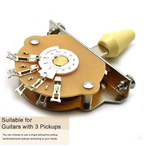 Miniatura 7 de Interruptor selector de pastilla de 3 vías para guitarra eléctrica, con perilla negra, blancaamarilla para guitarra eléctrica Fender de 8 patas (3