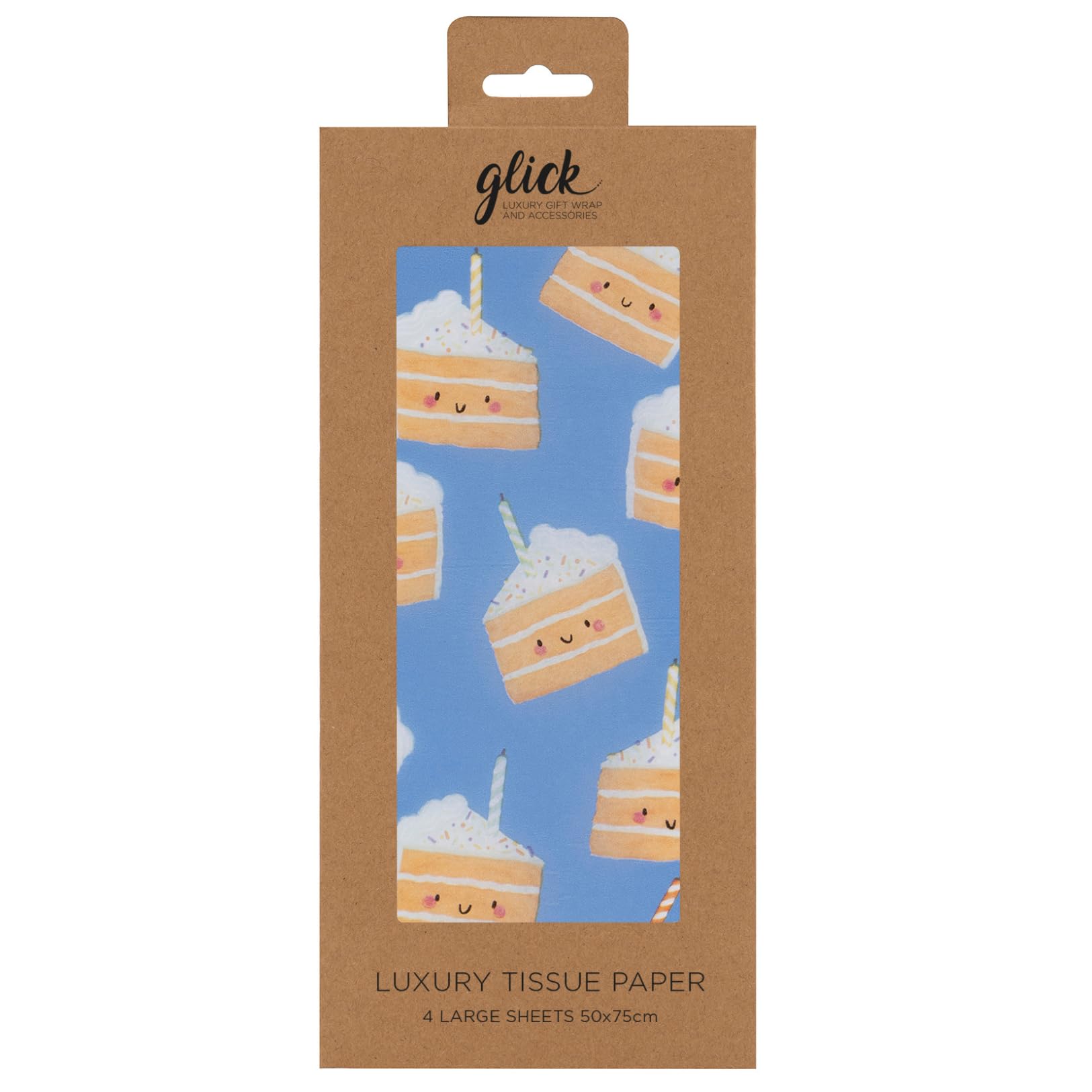 Glick 4 Sheets of Cakey Blue Tissue Paper. Each Sheet Measures 75 x 50cms When Opened and is Suitable for Birthdays & Other Celebrations